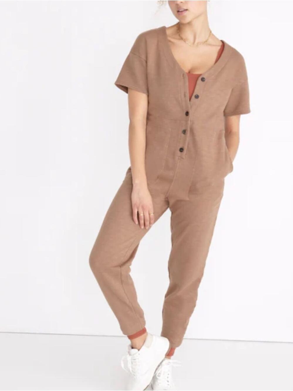 Madewell Size XS oversized Women’s Brown Button-Front Jumpsuit